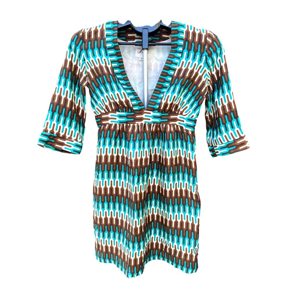 Milly of New York 100% Silk Geometric Mini Dress - Size 2